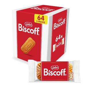 Lotus Biscoff Cookies, Caramelized Biscuit Cookie Snack, 128 Cookies, Vegan, (64 Count of 2 Pack) BB 5/2026