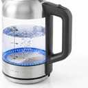 OVENTE Electric Kettle, 1.8L Glass Tea Kettle & Stainless Steel BPA-Free Cordless Electric Kettle, 1500W Fast Boil Electric Pot with Easy-Fill Lid, Auto Shut-Off & Boil Dry Protection, Silver KG751S