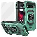Ailiber for DuraForce Pro 3 Phone Case, Kyocera DuraForce Pro 3 Case with Screen Protector, Ring Kickstand for Magnetic Car Mount, Heavy Duty Shockproof Protective Cover - Dark Green