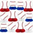 12PCS Baseball Birthday Party Decorations Baseball Honeycomb Centerpieces Sports Themed Party Decorations Baseball Table Topper Baseball Centerpieces for Table Sport Birthday Baby Shower Supplies