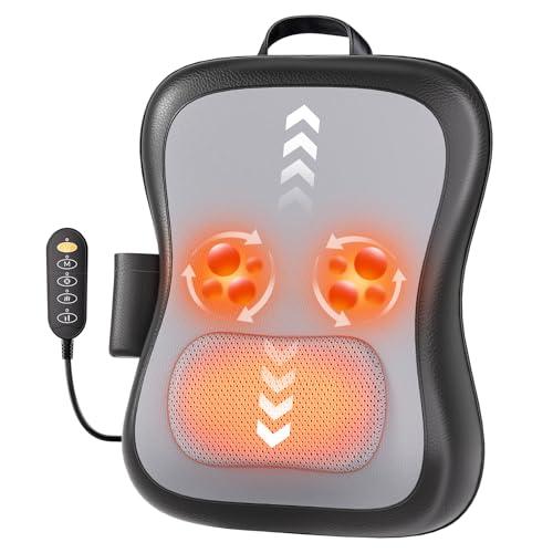 Zorynae Shiatsu Back and Neck Massager for Pain Relief Deep Tissue, Up and Down Rolling Back Massager with Heat, 3D Kneading Massage for Office Home, Birthday Gifts for Women Men Mom Dad