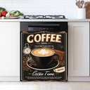 AOHMPT Dishwasher Magnet Sticker Cover Panel Decal Refrigerator Magnetic Sticker Decorative for Kitchen Decoration,Fridge Door Cover, Appliances Stickers (Coffee time, 23.03"x25.59")