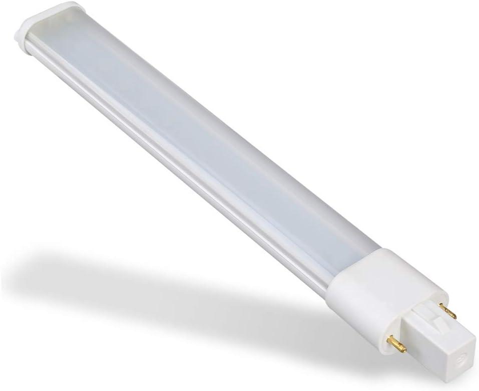 2pcs G23 7W 7.1" LED Bulb PLS-13W Replacement G23d 2P Cold White 6000K LED PL Retrofit Horizontal Recessed Down Light Plug Play for INDUCTANCE/Magnetic Ballast (Cold White, 7inch/180mm 7W)