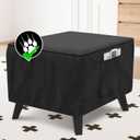 H.VERSAILTEX Square Ottoman Cover Fit Length 36"-37" Footrest Durable Linen Look Fabric Ottoman Slipcover Thick Footrest Stool Covers for Oversized Square Ottoman Removable Washable - Heather Black