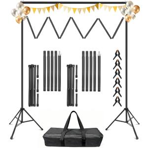 Backdrop Stand 10 x 8 Ft (WxH), Adjustable Photography Background Stand Support Kit with 6 Clamps & Carrying Bag for Photo Studio, Party, Wedding, Decoration, Projector Screen