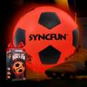 SYNCFUN Glow in The Dark Soccer Ball for Boys, Light Up Soccer Night Sports Gear Gifts Games, Red Glowing Ball, Ball Accessories Gifts for Teen Boy Toys Ages 3 Old and Up