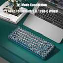 Typewriter Keyboard Wireless 2.4GHz/Bluetooth/USB-C Wired Mechanical Gaming Keyboard Warm White LED Backlit 84-Key NKRO Hot Swappable Green Switches Retro Round Keycaps for Multi-Device