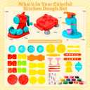 Aprilwolf 59 PCS 3 in 1 Dough Sets for Kids Ages 3-4-8, Art Crafts Dough Tools Kit, Ice Cream Playset Noodle Hamburger Maker Machine, Kitchen Creations Food Play Toys Toddlers Boys Girls