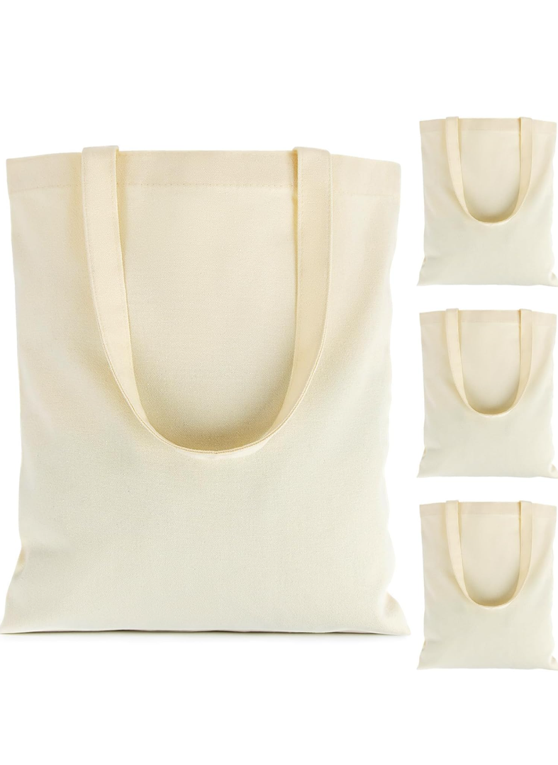 Canvas Tote Bag - 16 PCS Cotton Canvas Reusable Grocery Shopping Blank Tote Bag with Handles for Crafts DIY, Gift, Advertising Promotion Activity, 13×11 in