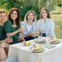 LemonRoad 102 Pcs Gingham Sage Green Party Supplies Set Disposable Checkered Paper Plates Napkins Forks Tablecloth Banner for Birthday Party Dinner Picnic Pizza Barbecue Wedding Mother's Day, Serve 25