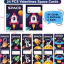 24 Pack Valentines Day Gifts for Kids,Invisible Ink Pen with UV Light and Space Astronaut Valentines Cards Bulk Spy Pen for Kids Boys Girls Classroom Exchange Prizes Party Favors Toys