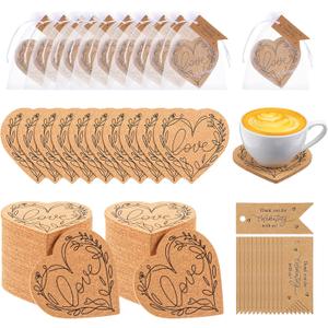 30 Sets Bridal Shower Favors for Guests Include Love Heart Cork Coasters Absorbent Cork Coasterthank You Cards and Organza Bags Baby Shower Favor Wedding Souvenirs for Guests