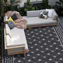 SAND MINE Reversible Mats, Plastic Straw Rug, Modern Area Rug, Large Floor Mat and Rug for Outdoors, RV, Patio, Backyard, Deck, Picnic, Beach, Trailer, Camping (9' x 18', Black & Grey)