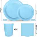 Whaline 100Pcs Light Blue Tableware Set Blue Graudation Party Supplies Summer Disposable Dinnerware Set 50Pcs Paper Plates 25Pcs Napkin 25Pcs Cups for Wedding Birthday Bride Shower Party Table Decor