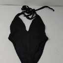 Zaful Women's One Piece Swimsuit Criss Cross Backless Deep V Neck Spaghetti Straps High Cut Swimwear Black L