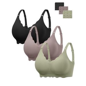 Angelhood Seamless Bras Women Soft Jelly Push Up Wireless Bra Supportive V Neck No Underwire Comfort Tshirt Bralettes, M