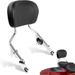 Detachable Backrest Sissy Bar Upright Passenger Backrest With Pad Compatible With For Touring Road King Street Glide Electra Glide Road Glide FLHR FLHX FLHT FLTR 2009-2024Chrome