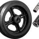 CasterHQ 8" X 2" RUBBER ON CAST IRON WHEEL - 650 LBS CAPACITY - Replacement Caster Wheel - Commercial/Industrial Application - 8 inch x 2 inch - Medium/Heavy Duty