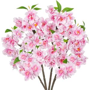 DILATATA 17" Cherry Blossom Branches for Vase Faux Cherry Flowers Picks Light Pink Peach Blossom for Floral Arrangements Artificial Apple Blossom Fake Silk Flower for Home Wedding Table Decor-4 Pcs
