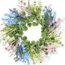Wreaths for Front Door, 26 Inch Macaron Forsythia Floral Wreath | Summer Spring Door Wreath for All Seasons for Indoor Outdoor Home Wall Window Office Wedding Farmhouse Easter Decor (Macaron)