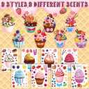 Karenhi 48 Sheets Scented Cupcake Stickers Scratch and Sniff Make a Cupcake Sheet Smelly Make Your Own Mix and Match Dessert Stickers for Kids DIY Baking Birthday Party Favors Craft Reward Supplies