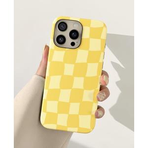 for iPhone 11 Case 6.1 Inch, 2-in-1 Trendy Checkered Aesthetic Cute Girly Design for Women & Girls, Checkerboard Pattern Phone Case, Slim Fit Silicone Protective Cover, Yellow