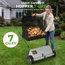 26" Push Lawn Sweeper with 7 Cu.Ft Hopper, 4-Brush Leaf Collector Picker