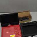 DBPOWER 11.5" Portable DVD Player, 5-Hour Built-in Rechargeable Battery, 9" Swivel Screen, Support CD/DVD/SD Card/USB, Remote Control, 1.8 Meter Car Charger, Power Adaptor and Car Headrest (Red)