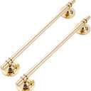 2 Pack Metal Drawer Pull with Peel and Stick Towel Bar Sliding Door Handle for Refrigerator Wardrobe Window (10" Hole Center, Gold)