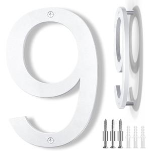 8 Inch Large Floating House Numbers, White Modern House Number for Outside, Home Address Numbers for Outdoor Garage Gate Wall Street (9)