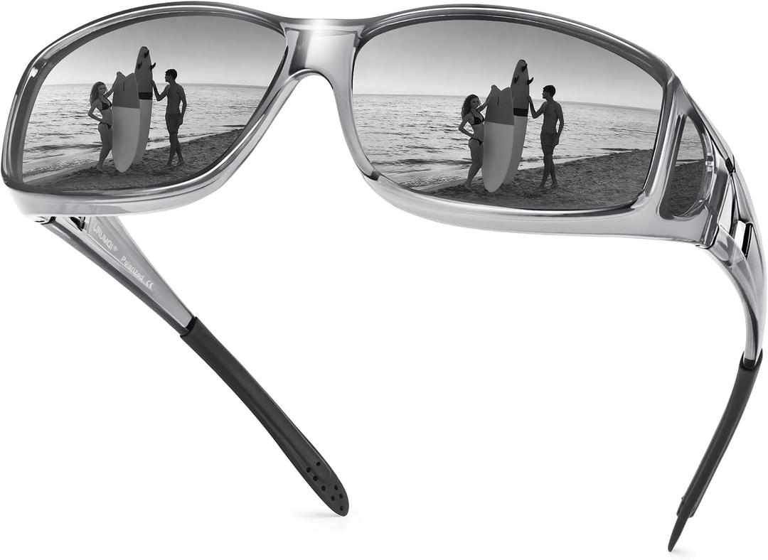 URUMQI Polarized Sunglasses Fit Over Glasses for Men Women, Wraparound Sun Glasses UV400 Protection for Driving Fishing