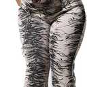 Womens Sexy Club Outfit Zebra Print Backless V Neck Top Flared Pant 2 Piece Set Mesh Y2K Party Clubwear for Women (Large)