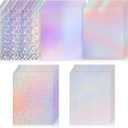 Dimeho 120 Sheets Holographic Sticker Paper, Vinyl Waterproof Laminating Sheets Self-Adhesive Overlay Laminate Sticker Transparent Rainbow Laminate Film 5 Styles Mixed (11  8.5 Inch)