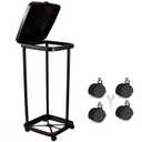 UUFCTY Collapsible Trash Can Camping Portable Garbage Bin Holder Stand with Wheels Plastic Outdoor Trash Can with Lid for Outside Indoor, Black