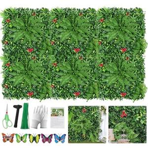 SEMONONIA Artificial Grass Wall Panels 20"x20"(6pcs), Boxwood Panels Grass Wall Backdrop, UV Protected Privacy Fence Screen for Outdoor Indoor Garden Fence Backyard Decor