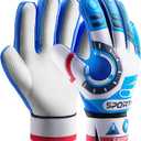 Sportout Kids Goalkeeper Gloves, Soccer Gloves with Double Wrist Protection and Non-Slip Wear Resistant Latex Material to Give Protection to Prevent Injuries (Size 5 Suitable for 5 to 8 years old, Astronaut-blue)