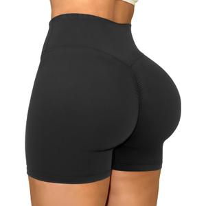 Ieumaz Workout Shorts for Women High Waist Tummy Control No Front Seam Scrunch Butt Lifting Yoga Gym Biker Shorts (Small, Black)