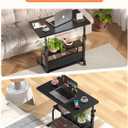 QZMDSM Portable Rolling Desk on Wheels Adjustable Height Desks for Small Spaces, 32" Computer Desk with Storage Shelves for Home Office Black