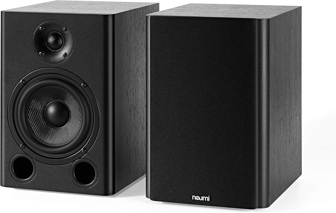 NEUMITECH NEUMI BS5 Passive Bookshelf Speakers, 5-Inch Woofer, 1-Inch Tweeter, Dark Wood, 1 Pair