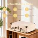 Portable Bluetooth Record Player with USB Playback Rechargeable Battery and Built in Speakers 3 Speed Turntable in Retro Suitcase Design for Home Bedroom or Outdoor Use