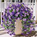 2 x Artificial Flowers for Outdoors Faux Hanging Plants Spring Summer Decoration, 2 Pcs Fake Silk Floral Realistic Outside Flowers UV Resistant No Fade for Planter Pot Porch Patio Window Yard Decor
