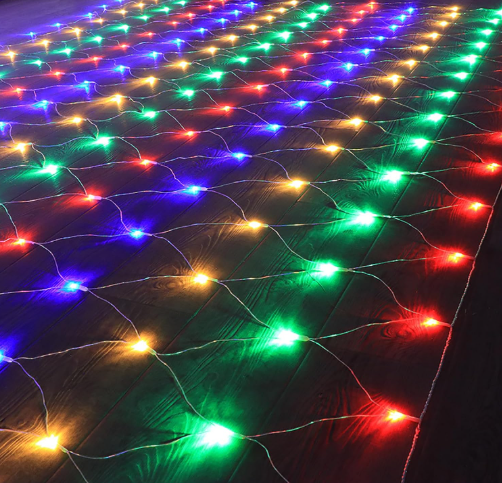 198 LED Multicolor Net Lights Outdoor Mesh Lights 9.8ft x 6.6ft for Garden, Lawn, Shrubs, Party, Wedding, Christmas Decorations, 8 Modes & Memory Function, Connectable, Clear Wire-Multicolor