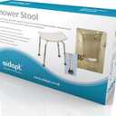 Aidapt Height Adjustable Shower and Bath Stool with Anti Slip Feet, Easy Clean Surface and Hand Grip to Aid Stability. for Users Who are Elderly, Disabled, Pregnant or Unsteady on Their Feet