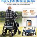 Walkers for Seniors 2 in 1 Wheelchair Combo, 450 lb Foldable Rollator Transport Chair with Seat, Heavy Duty Rolling Walker 10" Wheels for All Terrain, Grey