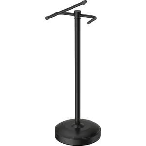 Freestanding Toilet Paper Holder Stand, Heavy Duty Matte Black Stainless Steel Toilet Paper Holder with Weighted Base, Rustproof & Tool-Free Installation for Modern Bathrooms