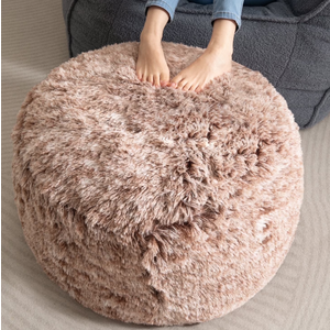 BYBYME Round Pouf Ottoman,A Modern Foam Stuffed Poof Perfect to Rest Your Feet,26X18 Faux Fur Soft Poufs for Living Room, Coffee