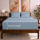 Mellanni Queen Sheet Set - 6-Piece Iconic Collection Bedding, (Including 4 Pillowcases), 21-Inch Extra Deep Pocket, Easy Care, Ultra Soft, Cooling Sheets, Brushed Microfiber - Blue Hydrangea