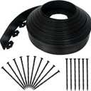 Quibbay 3.15" x 100' No Dig Landscape Edging, Flexible Garden Edging Borders with 150 Anchoring Spikes, Plastic Lawn Edging for Landscaping Garden Flower Beds Grass Yard Paver Pathway, Black