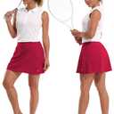 BUBBLELIME Women Adjustable Running Tennis Skort Pockets Workout Golf Skirt (Red, M)