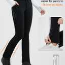 baleaf Women's Thermal Fleece Lined Leggings with Pockets Ankle Zip Reflective Water Resistant High Waisted Warm Snow Pants (Black)